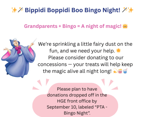 🌟✨ Bippidi Boppidi Boo Bingo Night! ✨🌟 With a wave of a wand (and a little help from you!), we can make this night extra magical for our students and their grandparents. 💫 We’re collecting conc